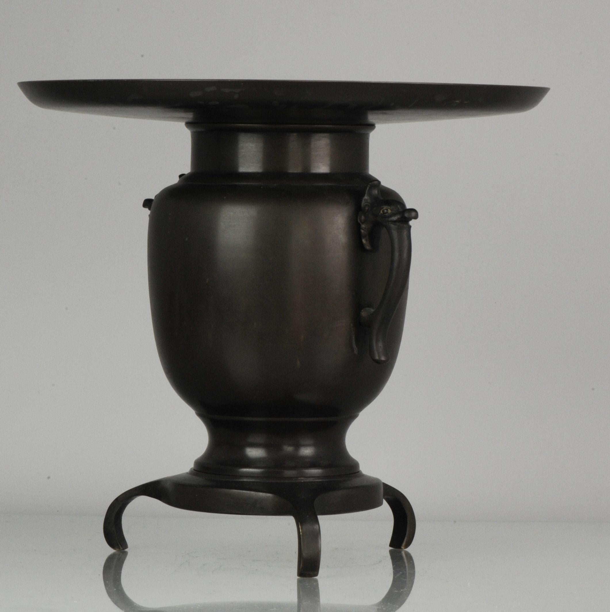 Large 19th Century Antique Meiji Japanese Bronze Ikebana Flower Vase Landscape 2