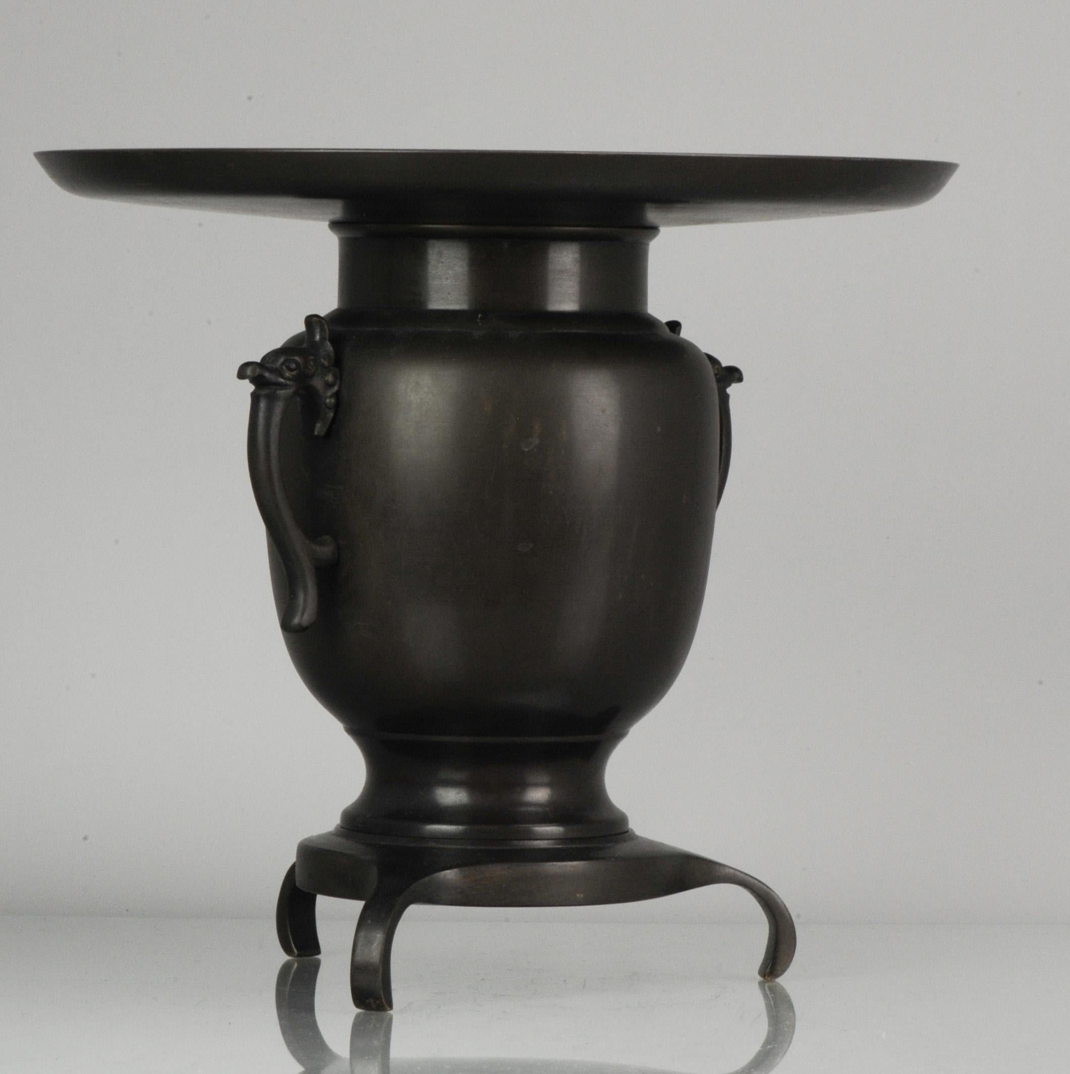 Large 19th Century Antique Meiji Japanese Bronze Ikebana Flower Vase Landscape 3