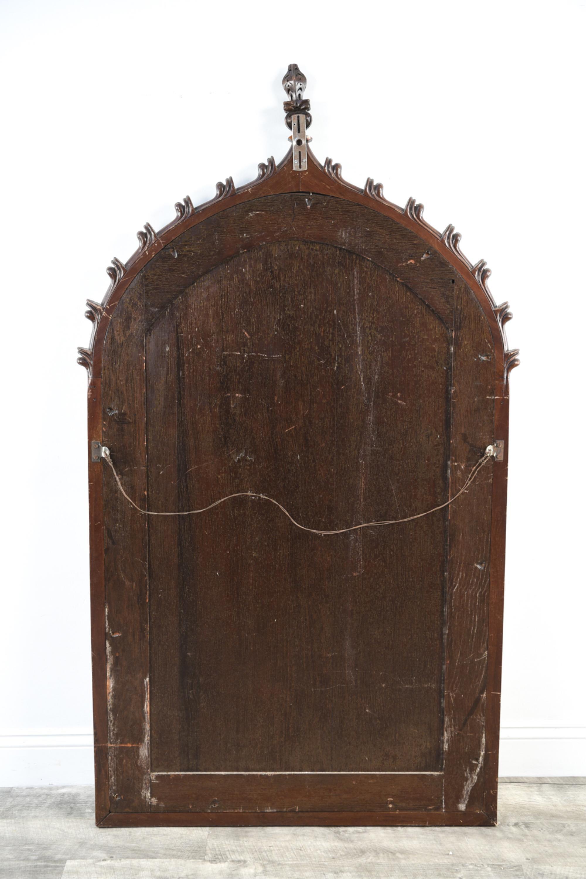 Large 19th Century Carved Oak Gothic Revival Mirror 4