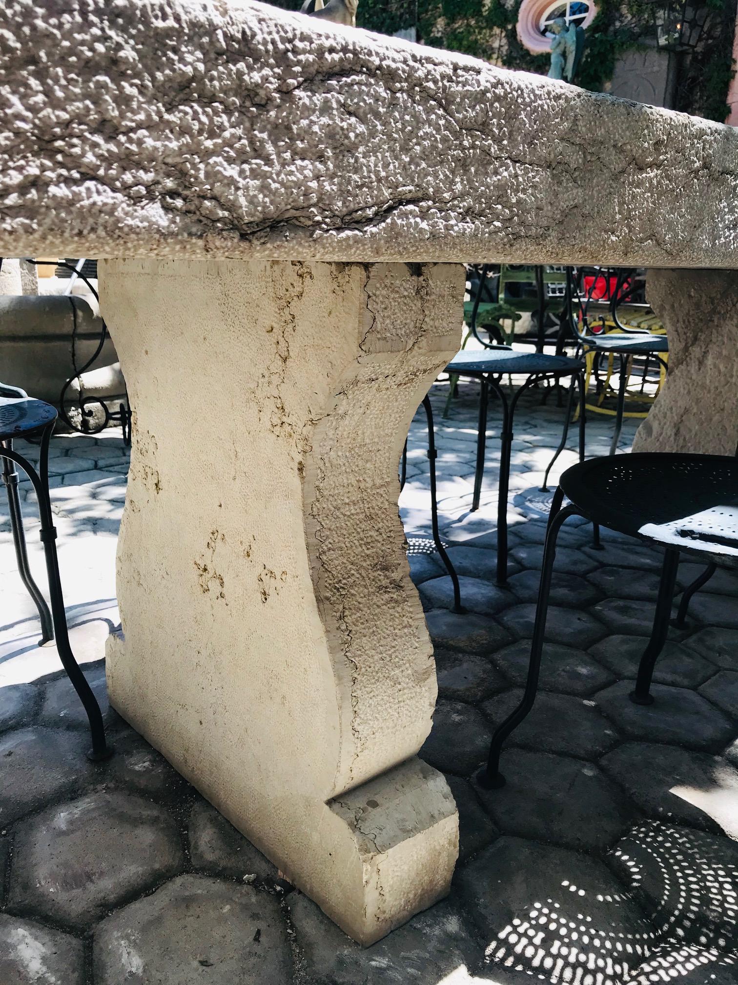 French 19th Century Carved Stone Antique Garden Outdoor Indoor Dining Room Table Farm