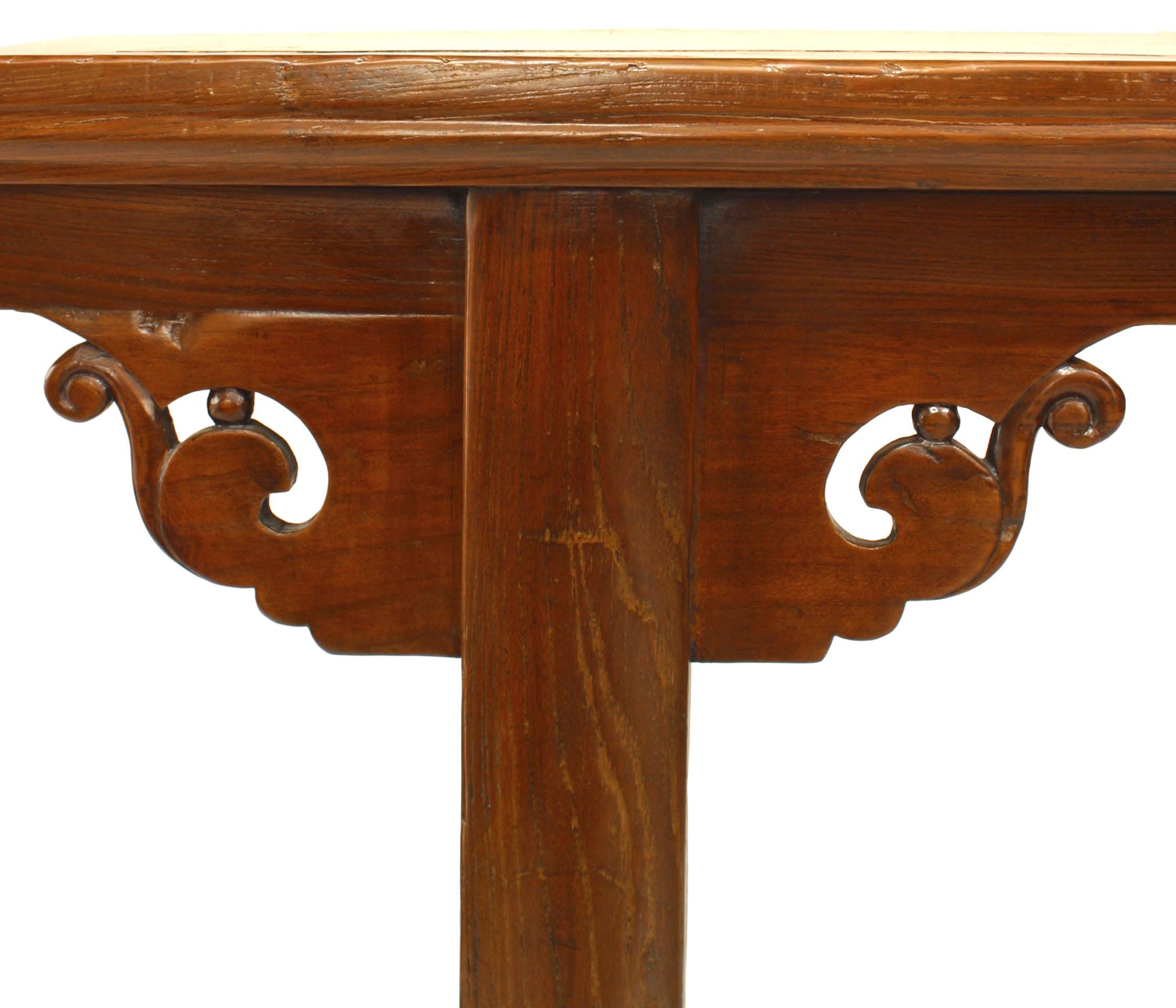 Orme Table console chinoise en bois d'orme filigrane en vente