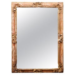 Large 19th C Continental Rococo Style Mirror w/ Stripped Gilt /Red Gesso finish