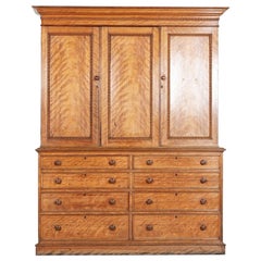 Large 19th C English Ash Housekeepers Cabinet