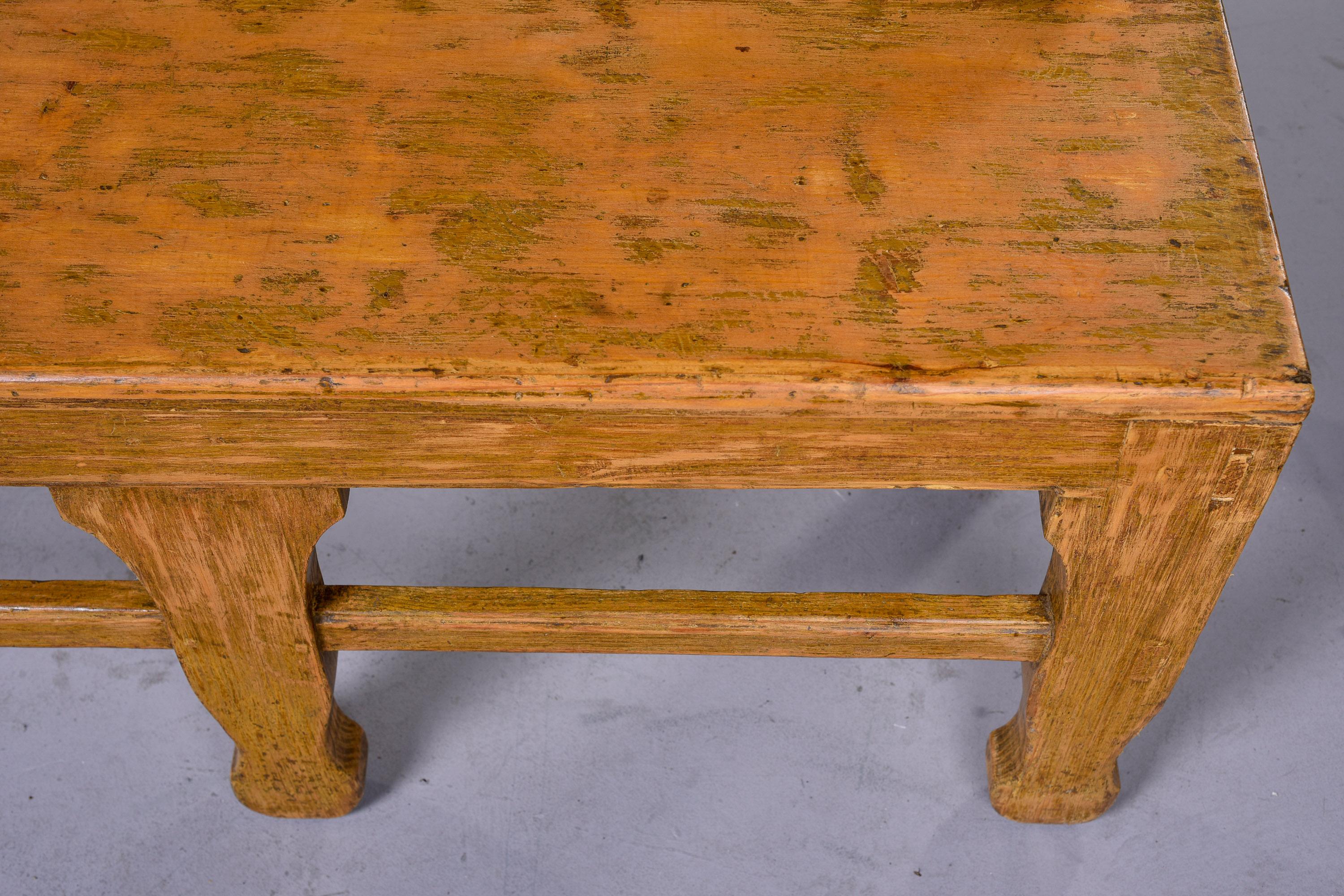 Large 19th C English Carved and Painted Bench 7