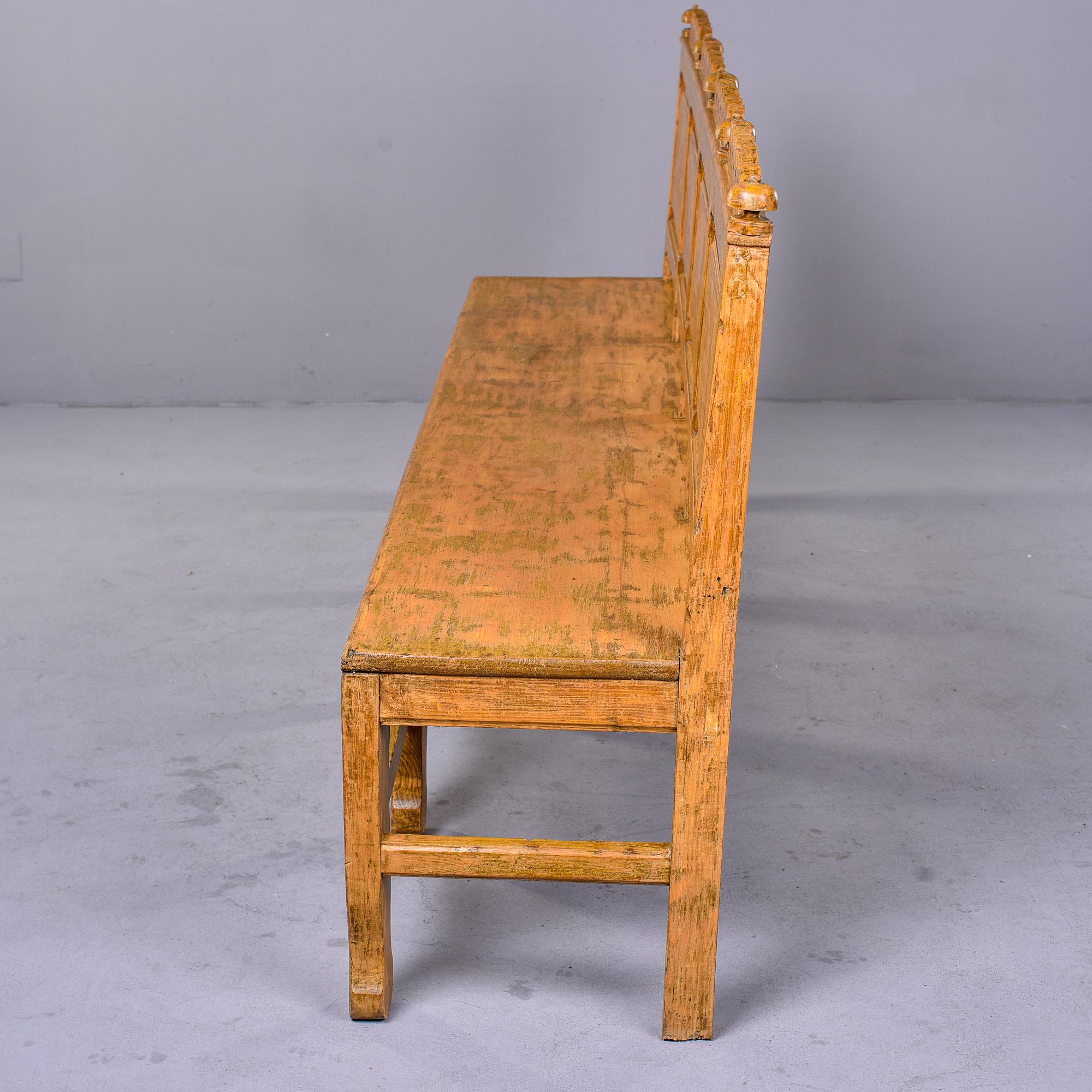 Large 19th C English Carved and Painted Bench In Good Condition In Troy, MI