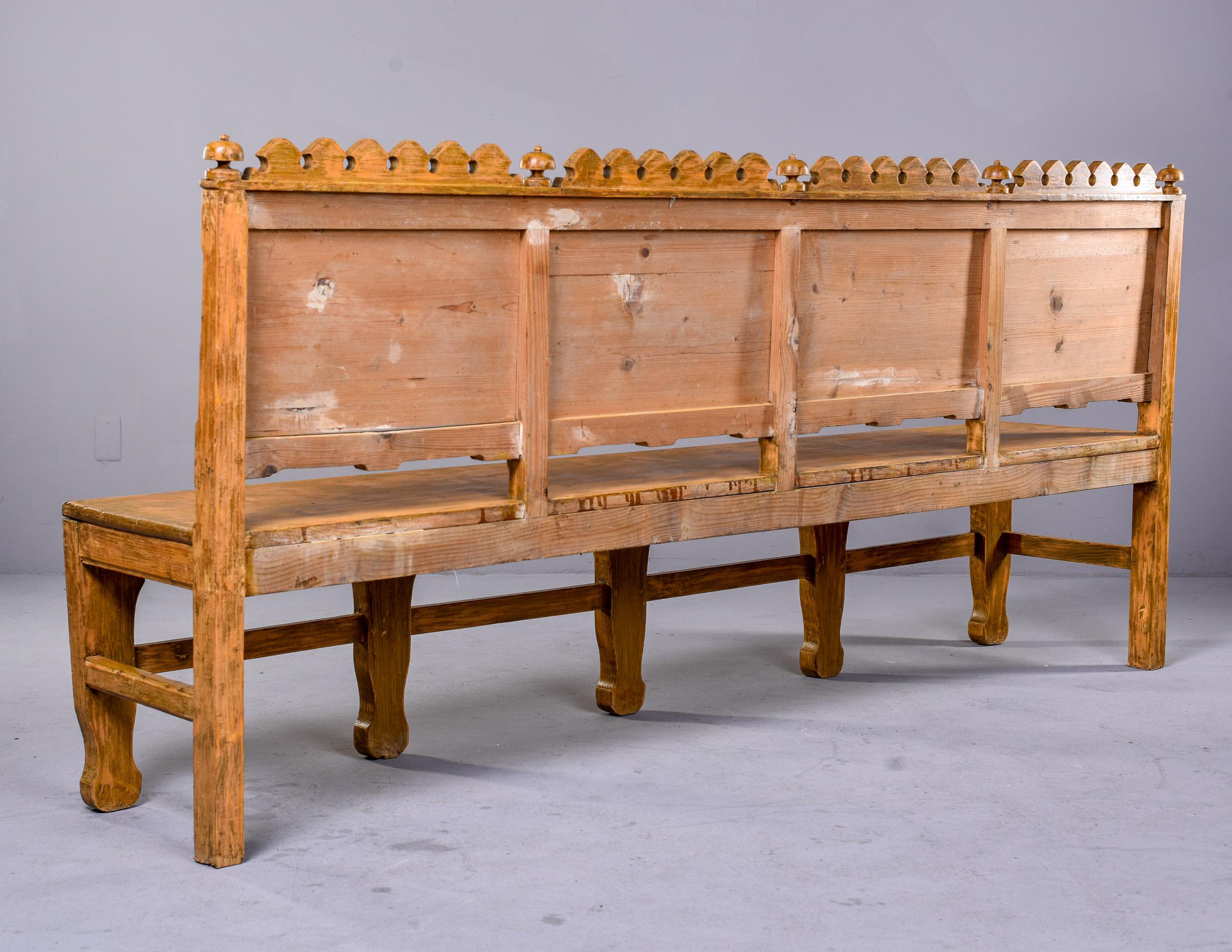 19th Century Large 19th C English Carved and Painted Bench