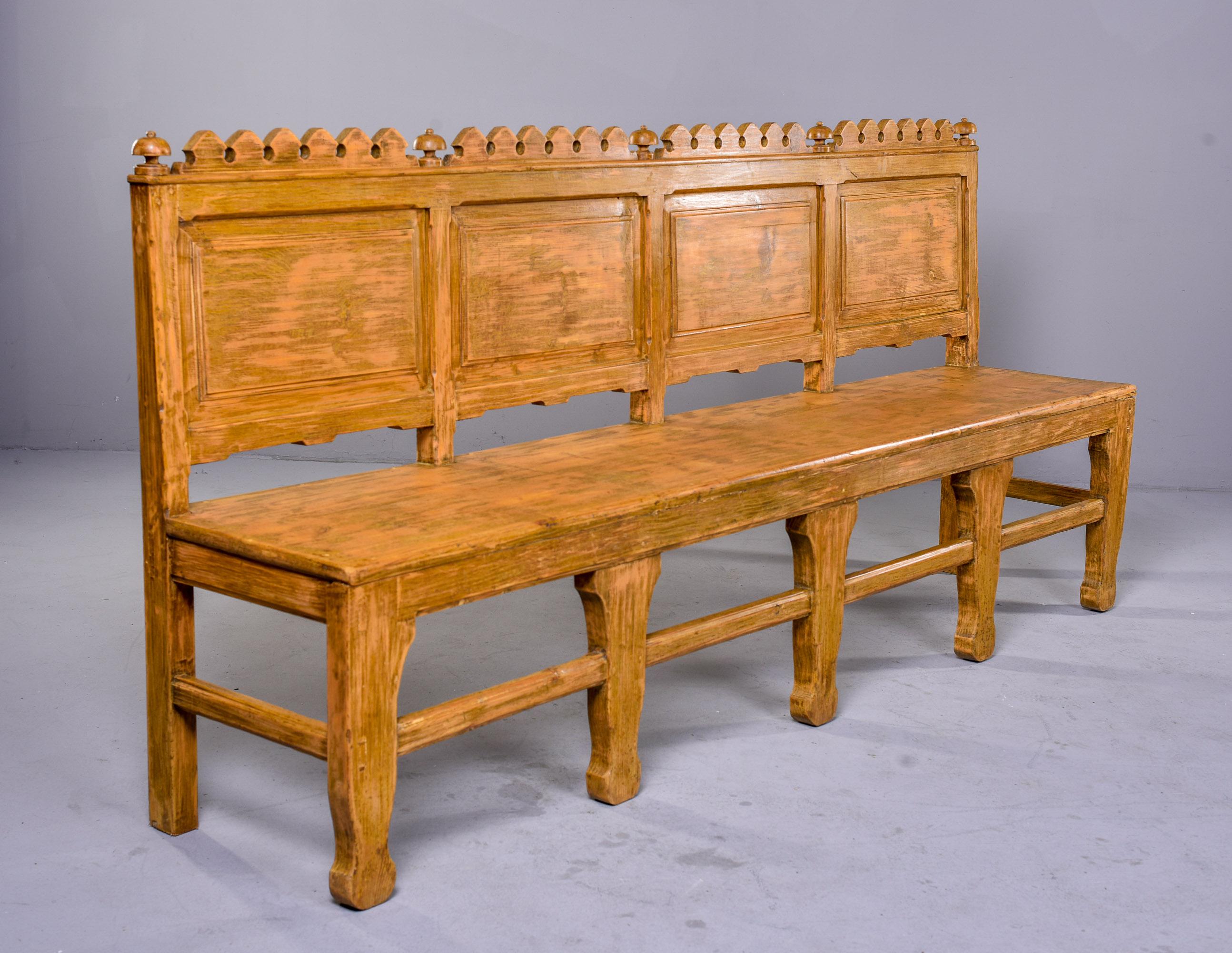 Wood Large 19th C English Carved and Painted Bench