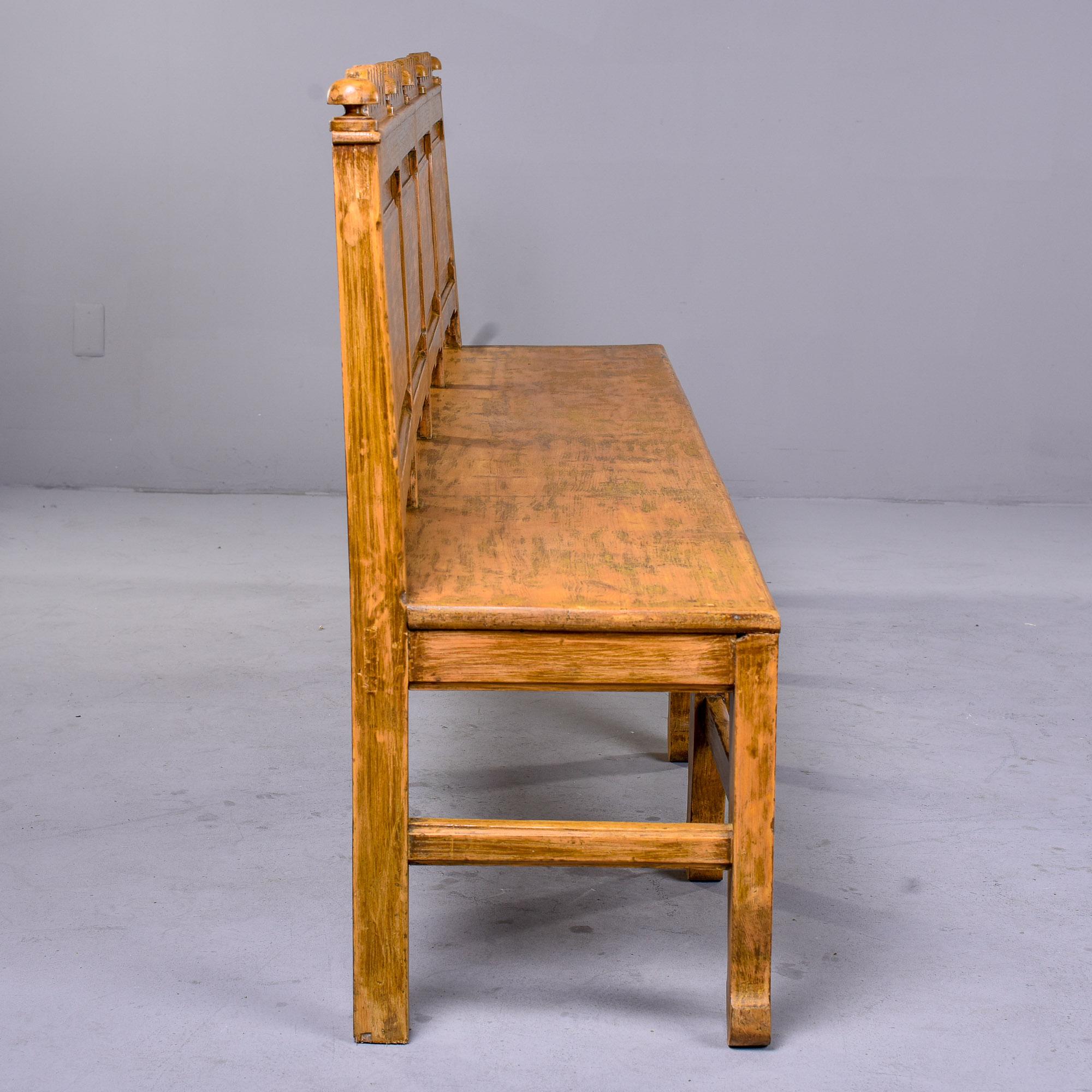 Large 19th C English Carved and Painted Bench 2
