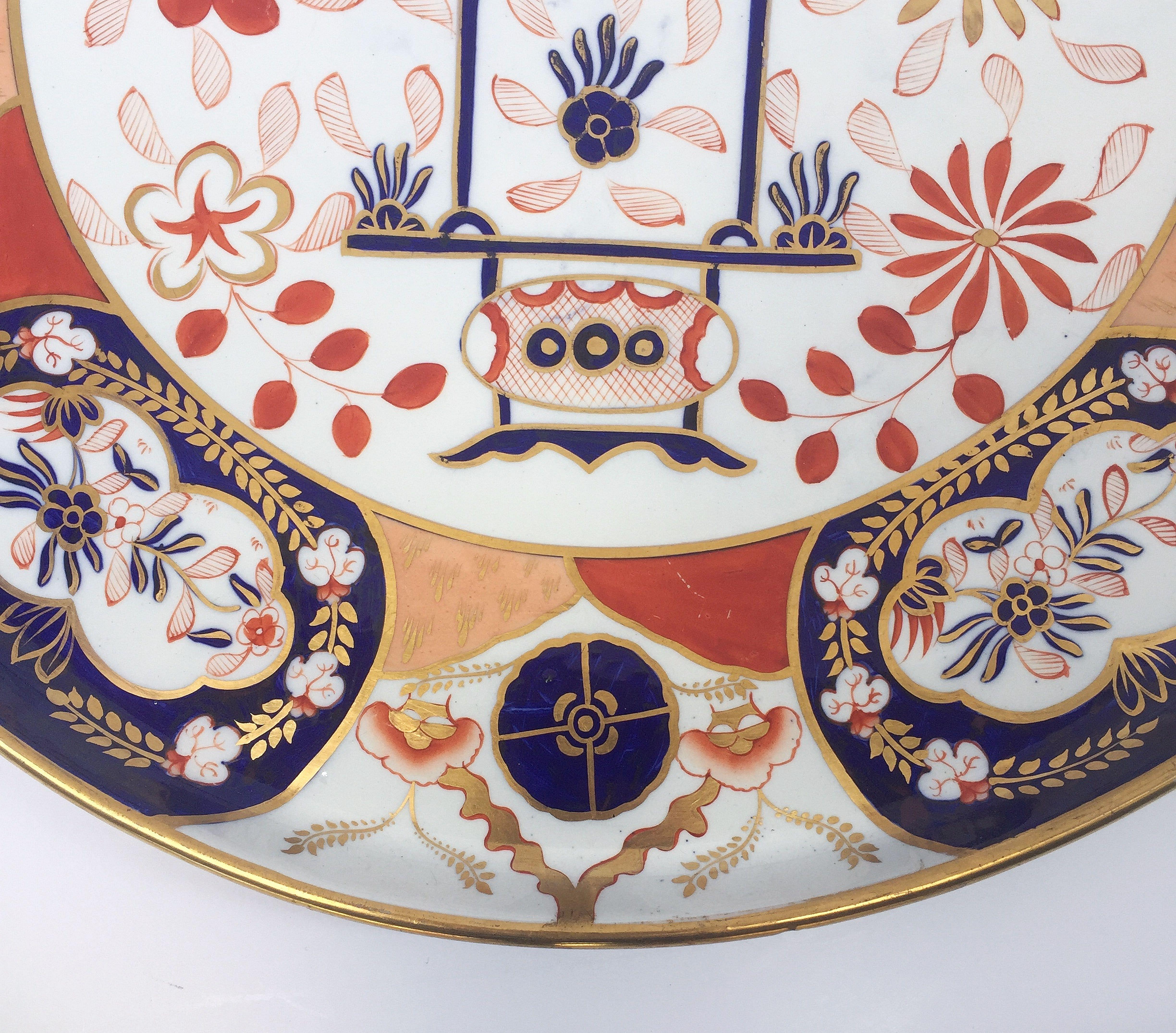 Mid-19th Century Large 19th c. English Imari Polychrome Charger with Gilt Accents by Copeland For Sale