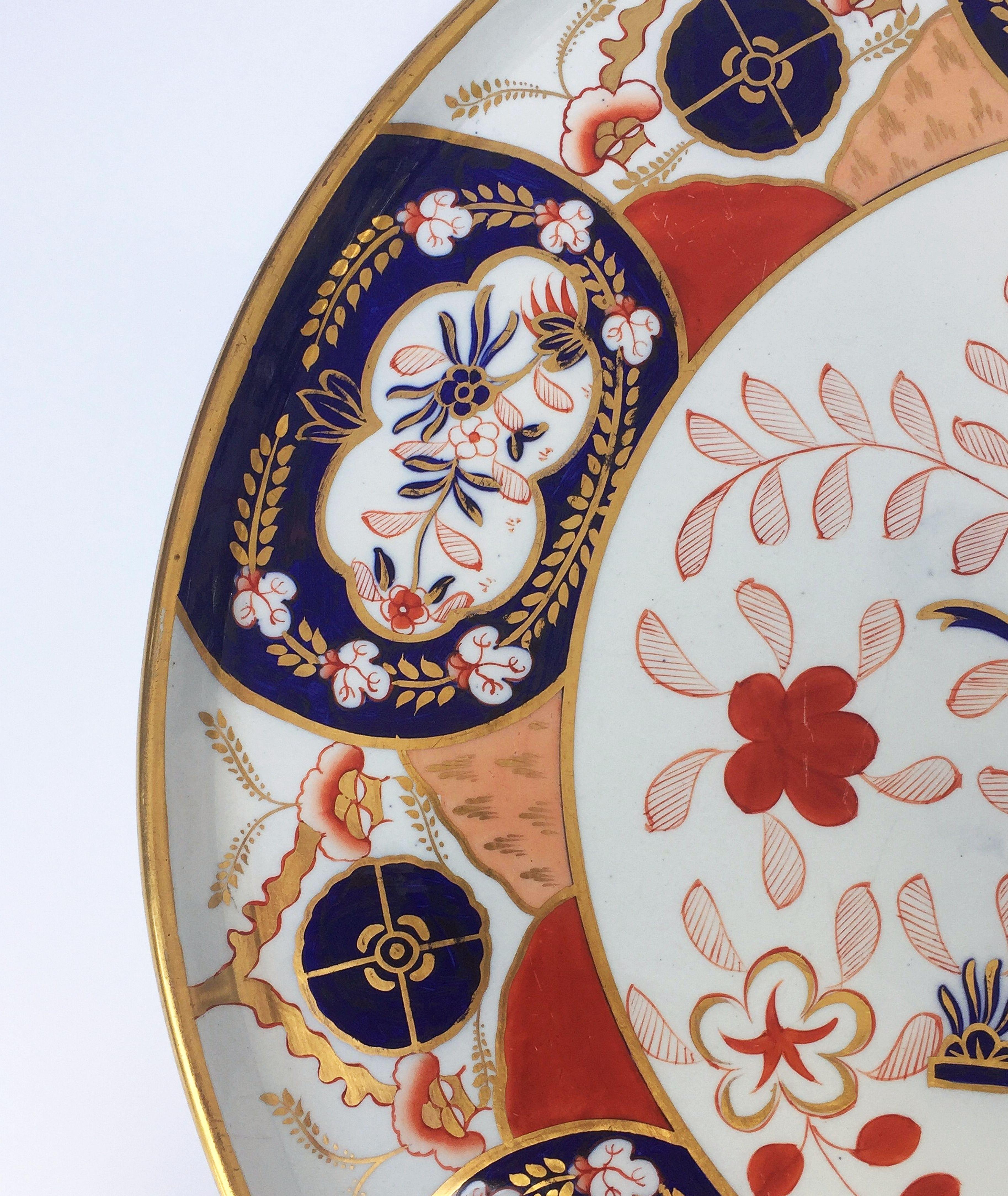 Pottery Large 19th c. English Imari Polychrome Charger with Gilt Accents by Copeland For Sale