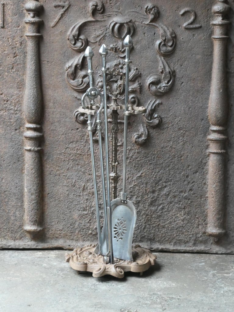 Large 19th C. English Iron and Polished Steel Victorian Fireside