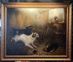 Large 19th C. English Oil Painting -Chasing the Fox- signed, E. Armfield