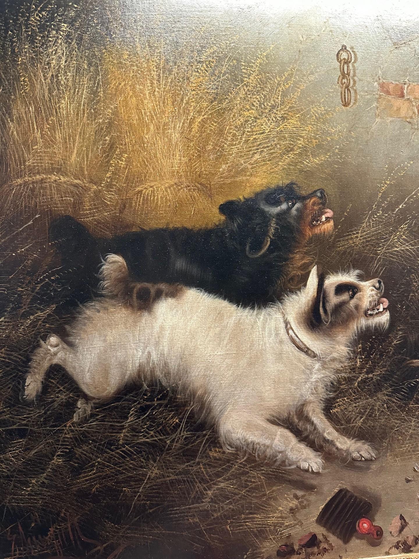 Peint à la main Grande peinture à l'huile anglaise du 19e siècle - Chasing the Fox signée E. Armfield en vente