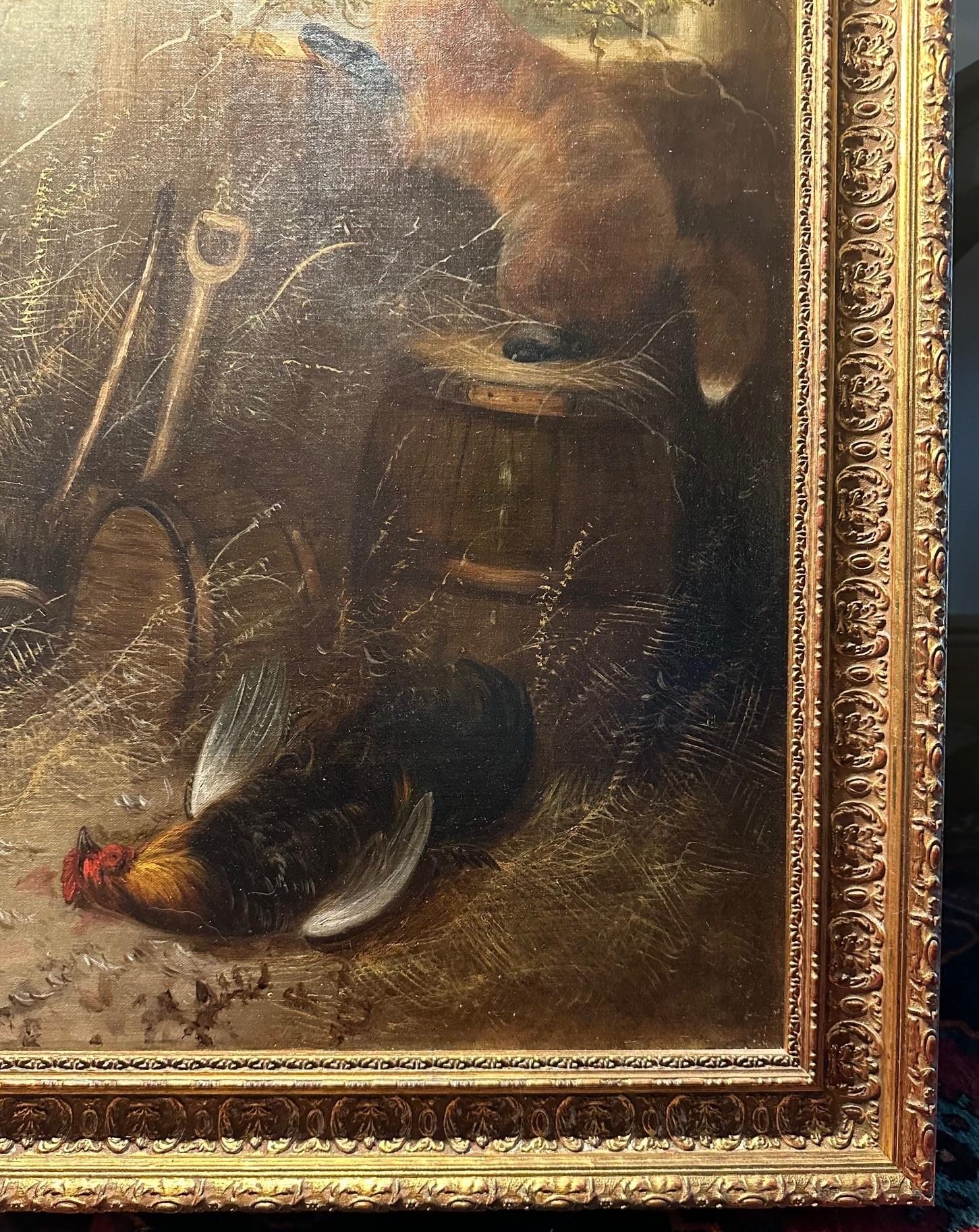 Grande peinture à l'huile anglaise du 19e siècle - Chasing the Fox signée E. Armfield en vente 1