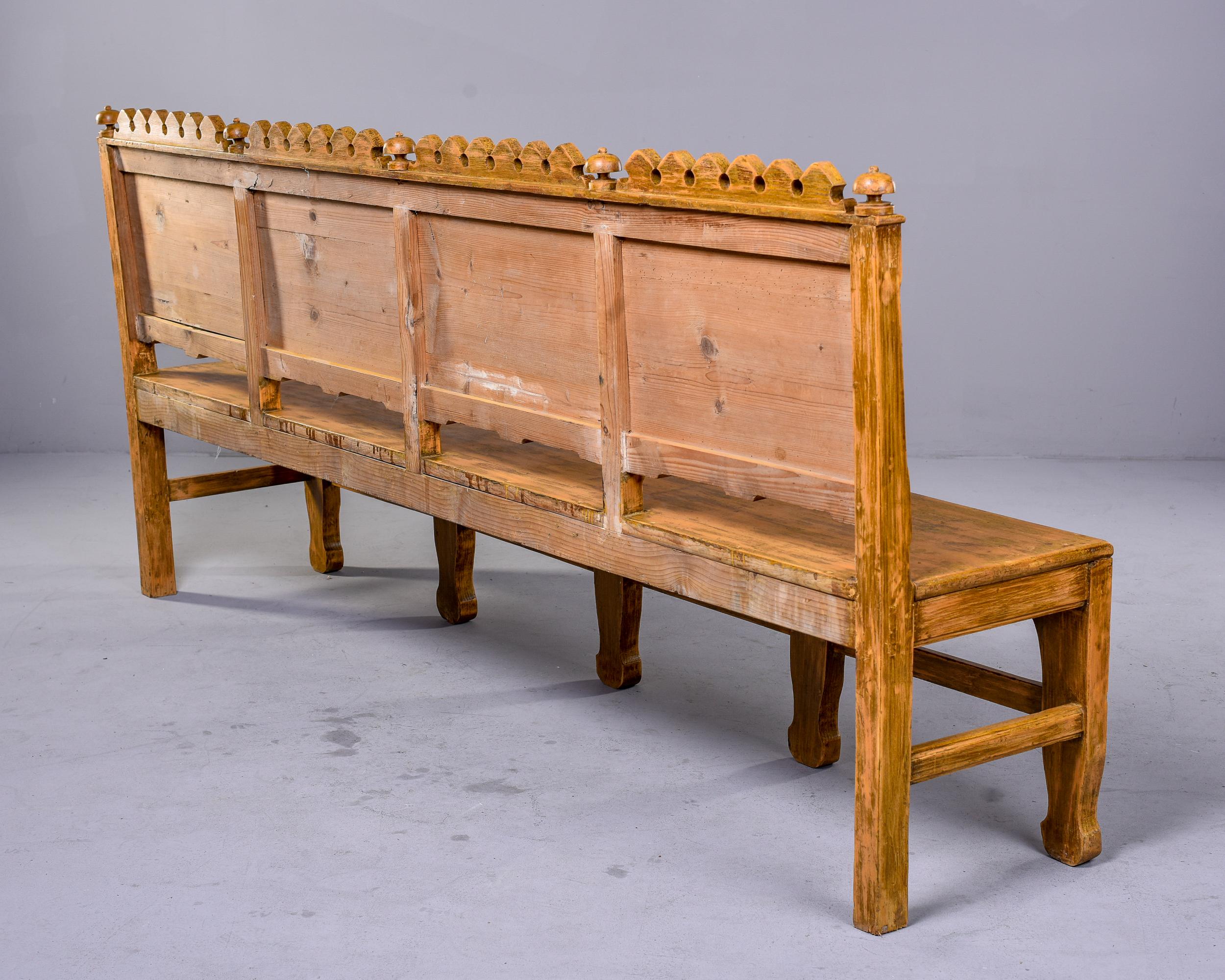 19th Century Large 19th C English Painted and Carved Bench