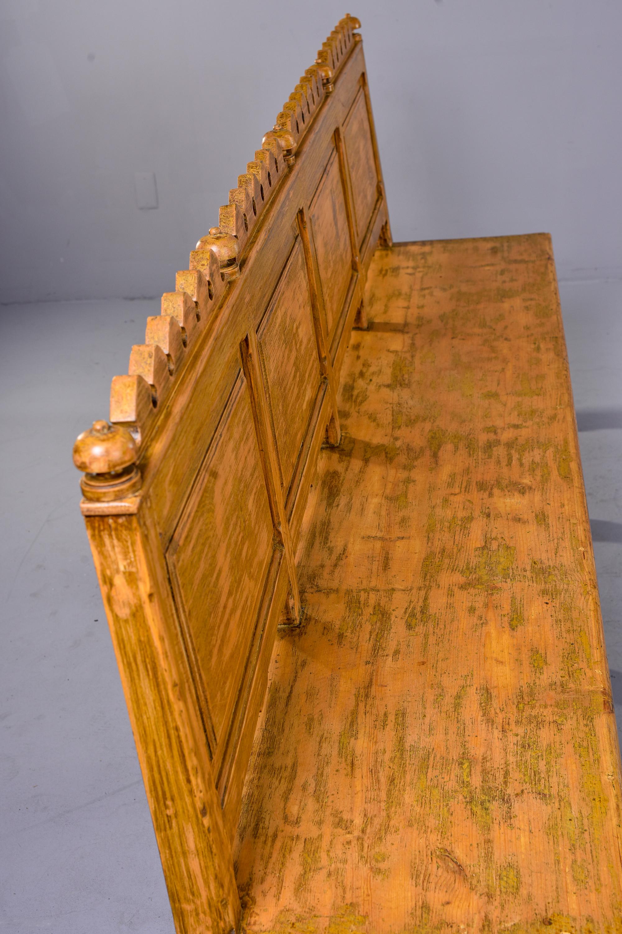 Large 19th C English Painted and Carved Bench 2