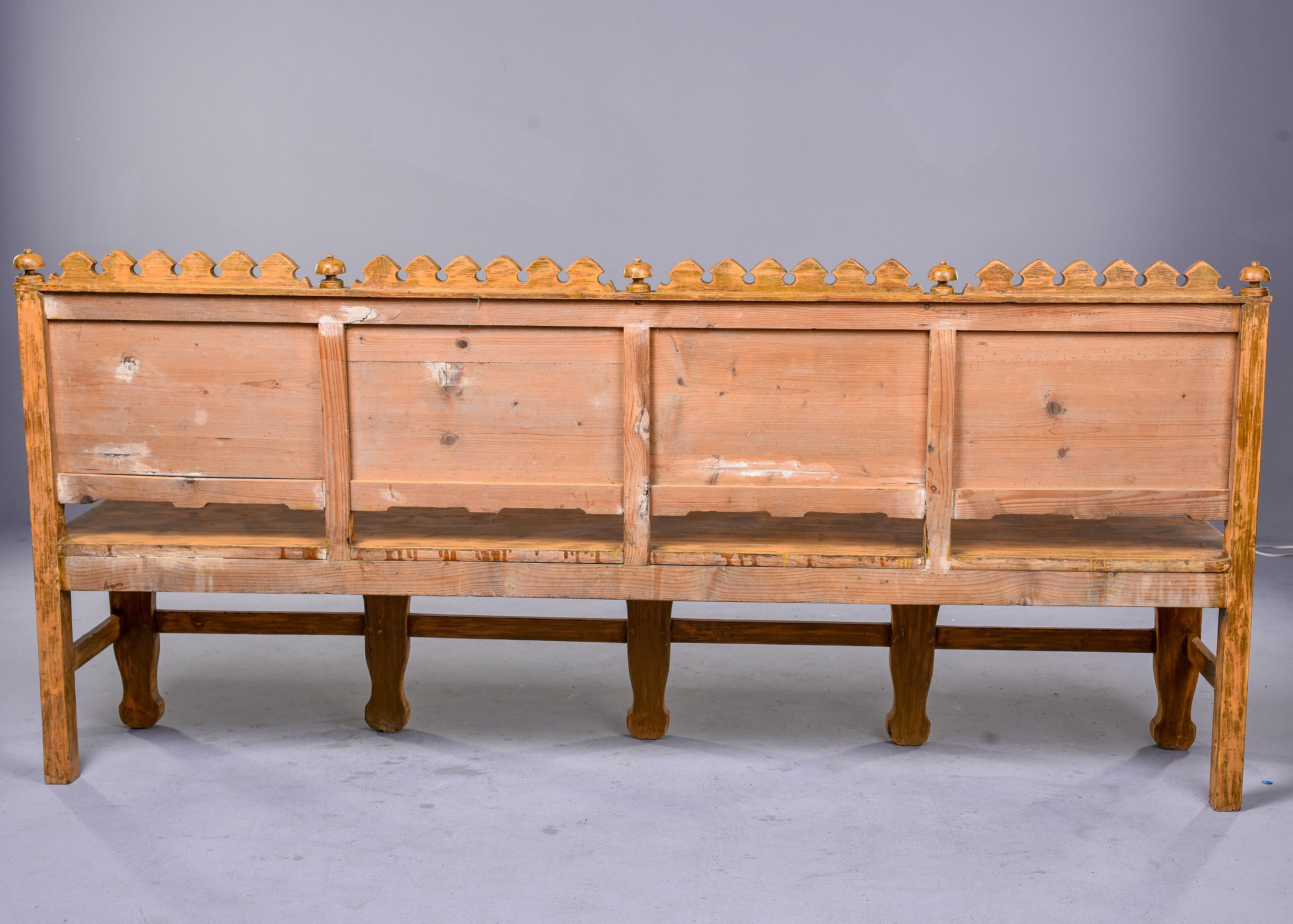 Large 19th C English Painted and Carved Bench 3