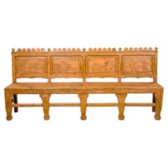 Large 19th C English Painted and Carved Bench