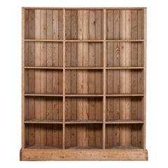 Large 19th C English Pine Pigeon Hole Bookcase