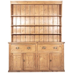 Antique Large 19th C English Pine Waterfall Dresser