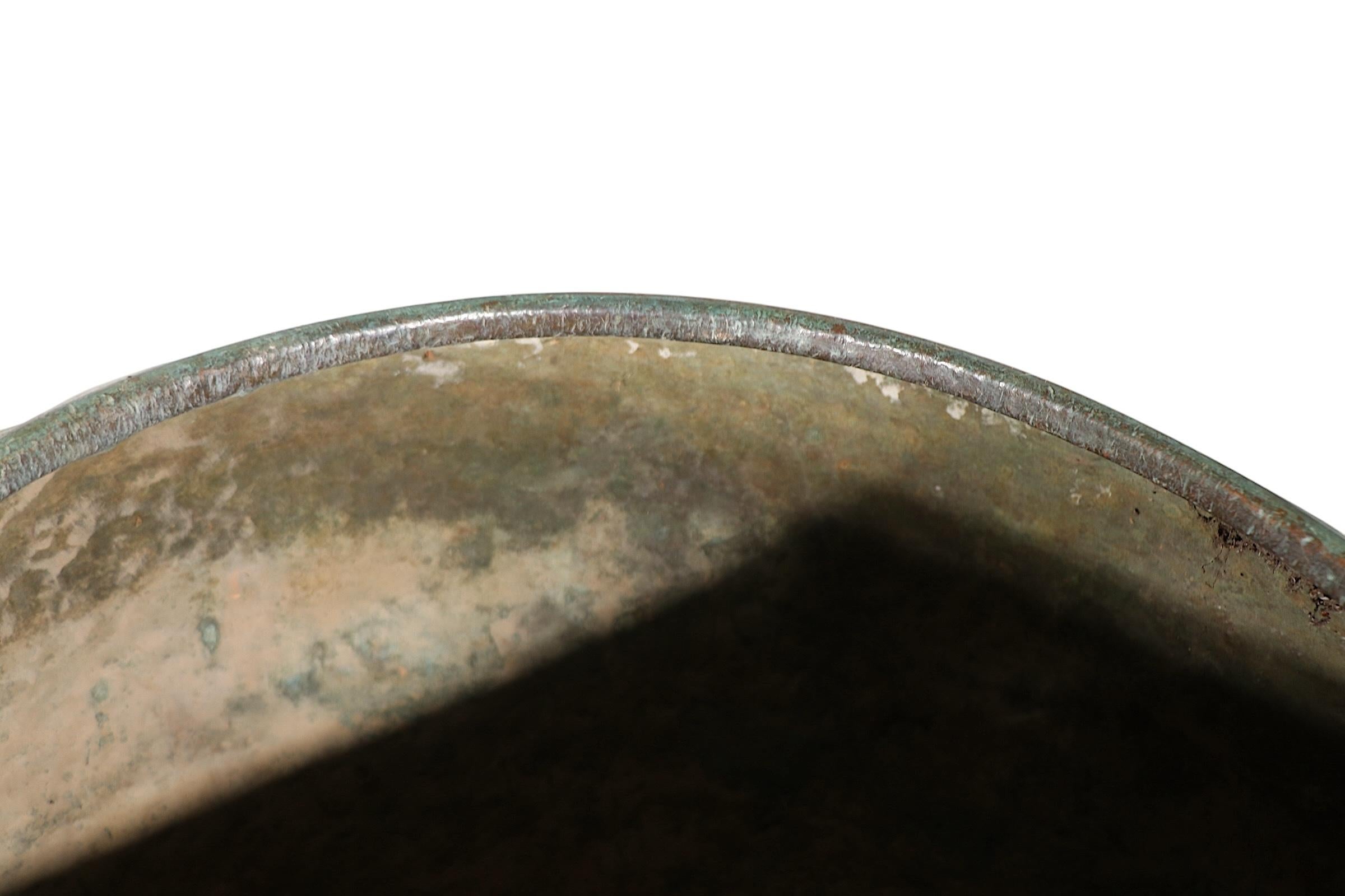 Large 19th C French Antique Verdigris Chocolate Vat Garden Element Large Planter For Sale 4