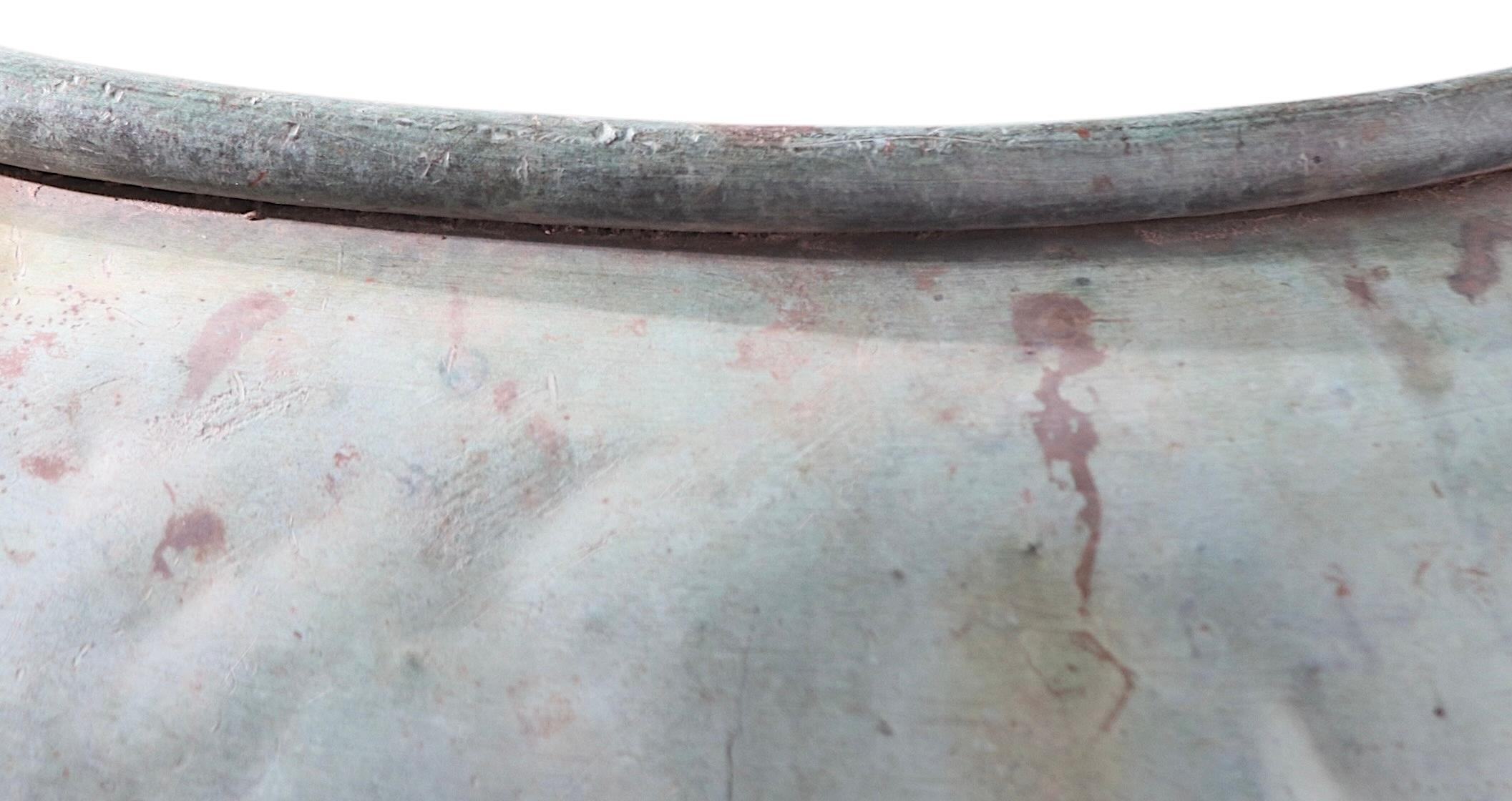 Large 19th C French Antique Verdigris Chocolate Vat Garden Element Large Planter For Sale 5