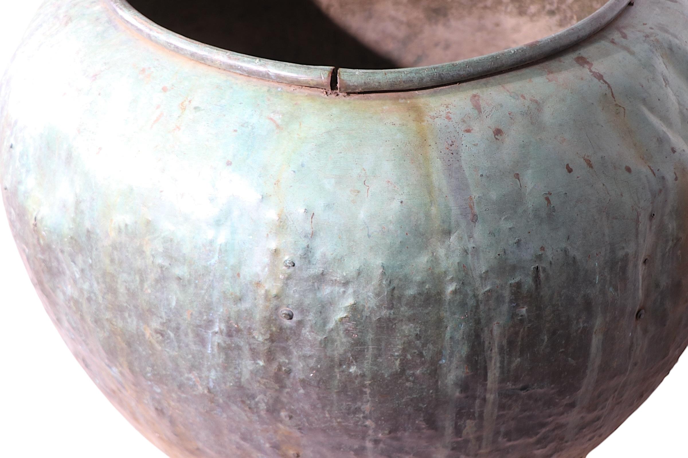 Large 19th C French Antique Verdigris Chocolate Vat Garden Element Large Planter For Sale 12