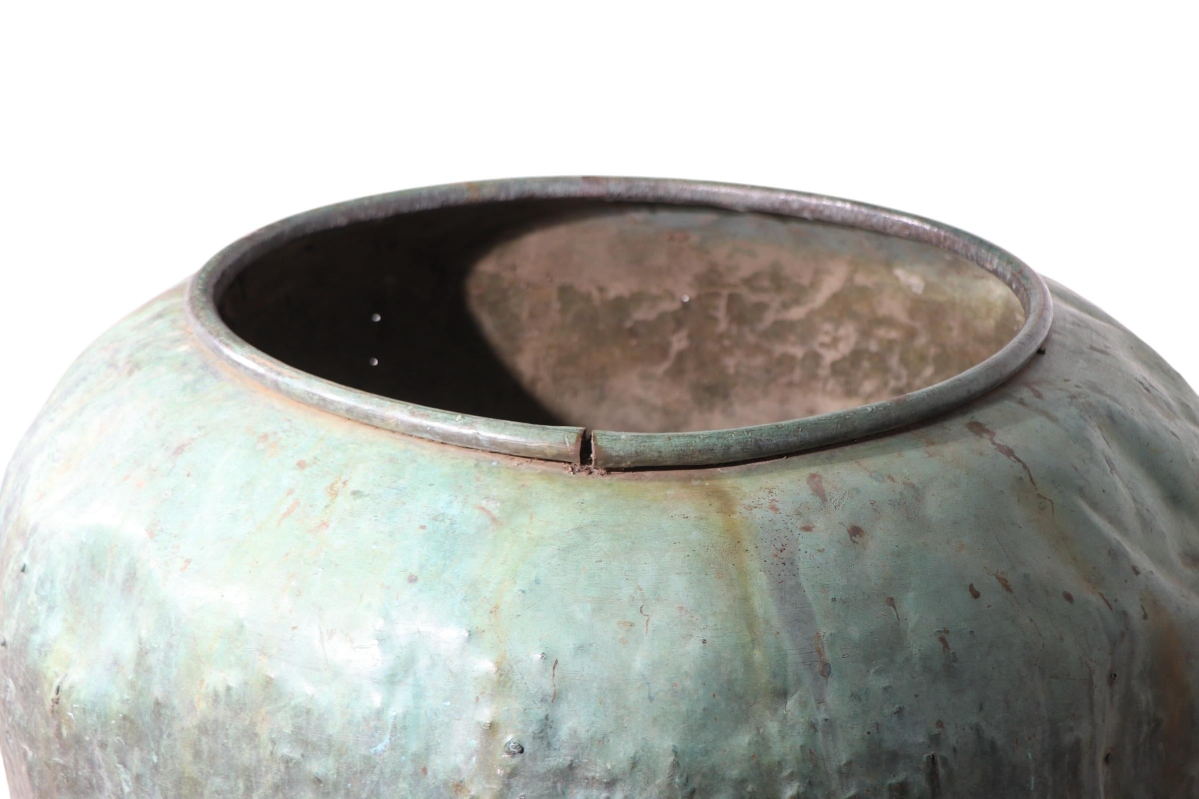Large 19th C French Antique Verdigris Chocolate Vat Garden Element Large Planter For Sale 13