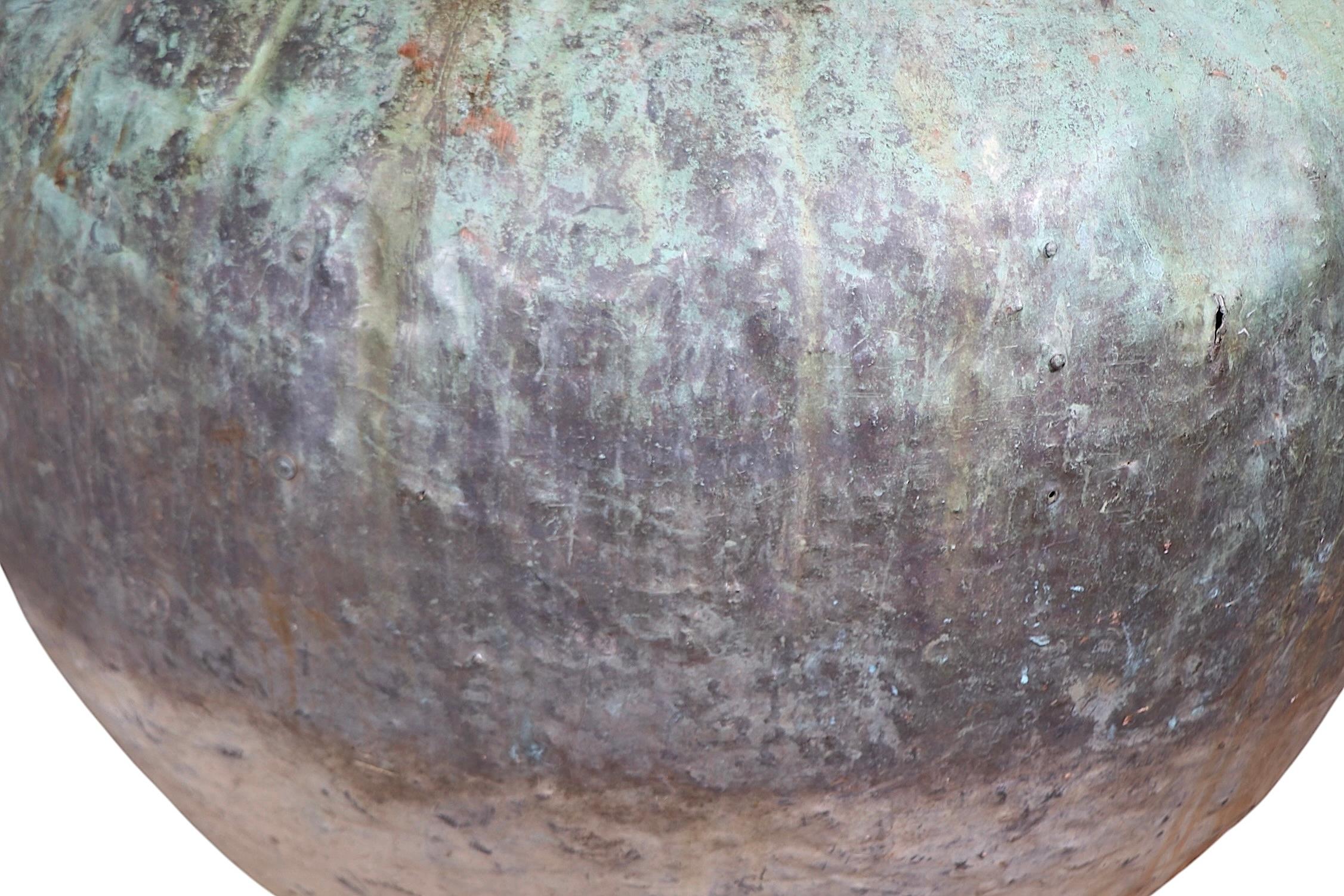 Industrial Large 19th C French Antique Verdigris Chocolate Vat Garden Element Large Planter For Sale
