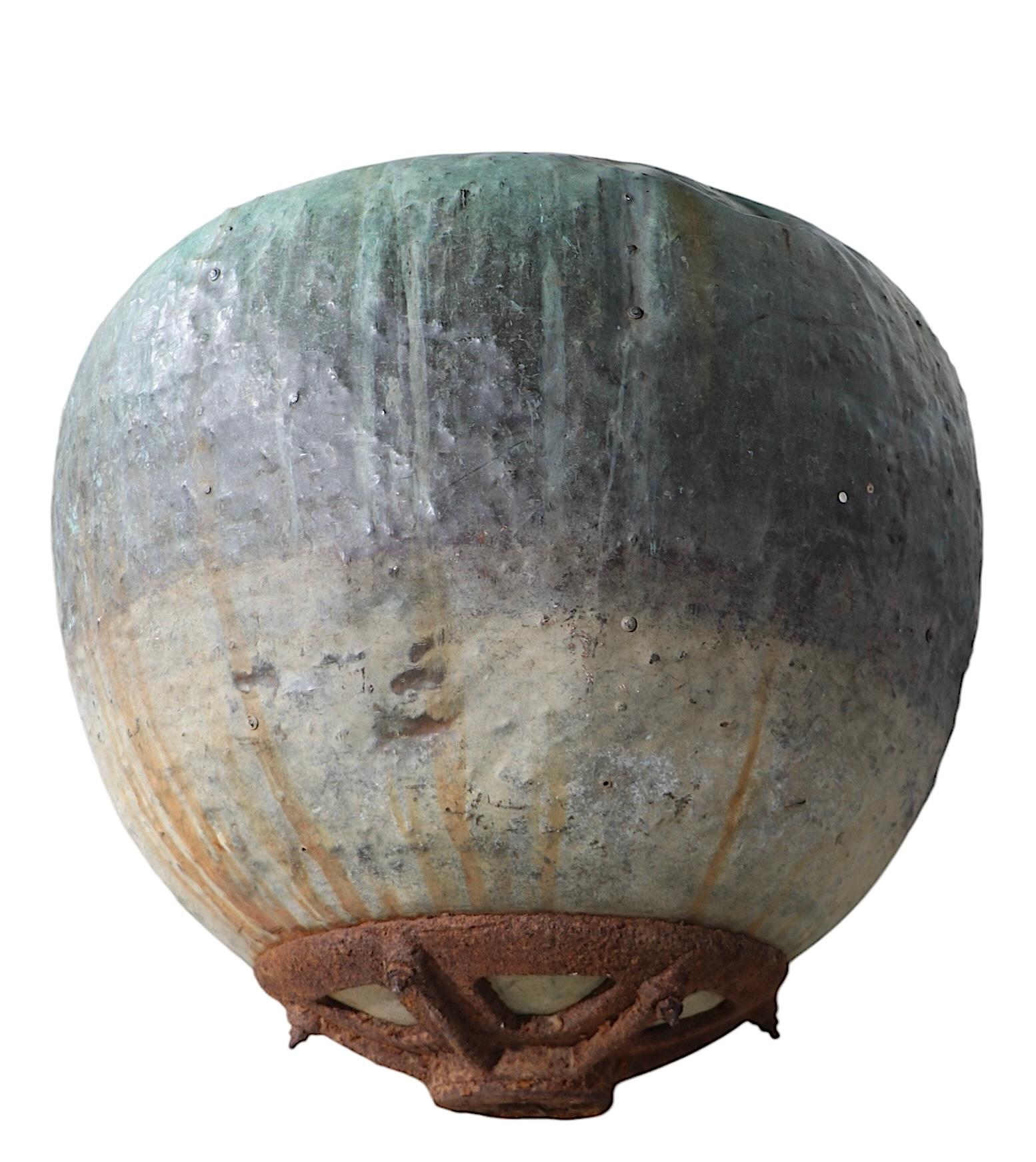 Large 19th C French Antique Verdigris Chocolate Vat Garden Element Large Planter For Sale 1