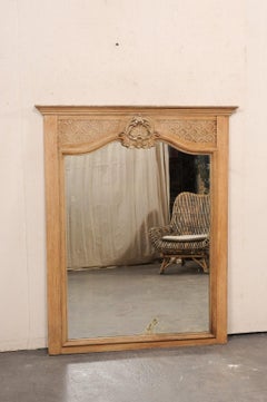 Large 19th C. French Carved-Wood Mirror in Floral and Shell Motif w/Orig. Glass