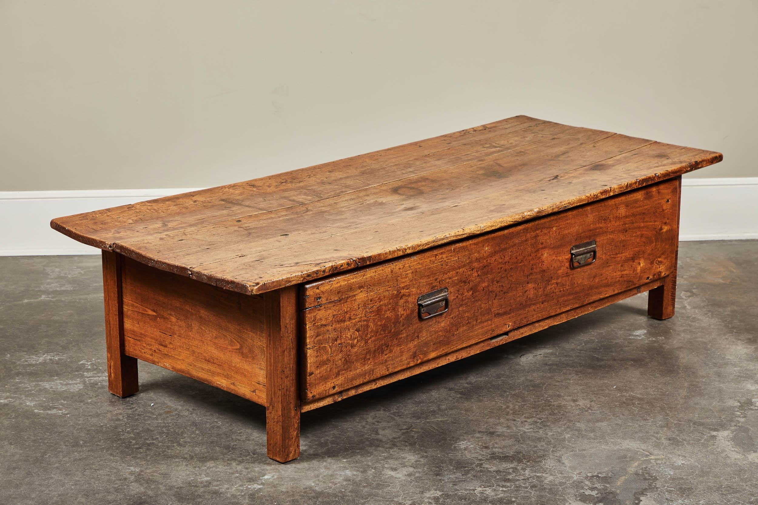 Large 19th Century French Farmhouse Single Drawer Coffee Table 2