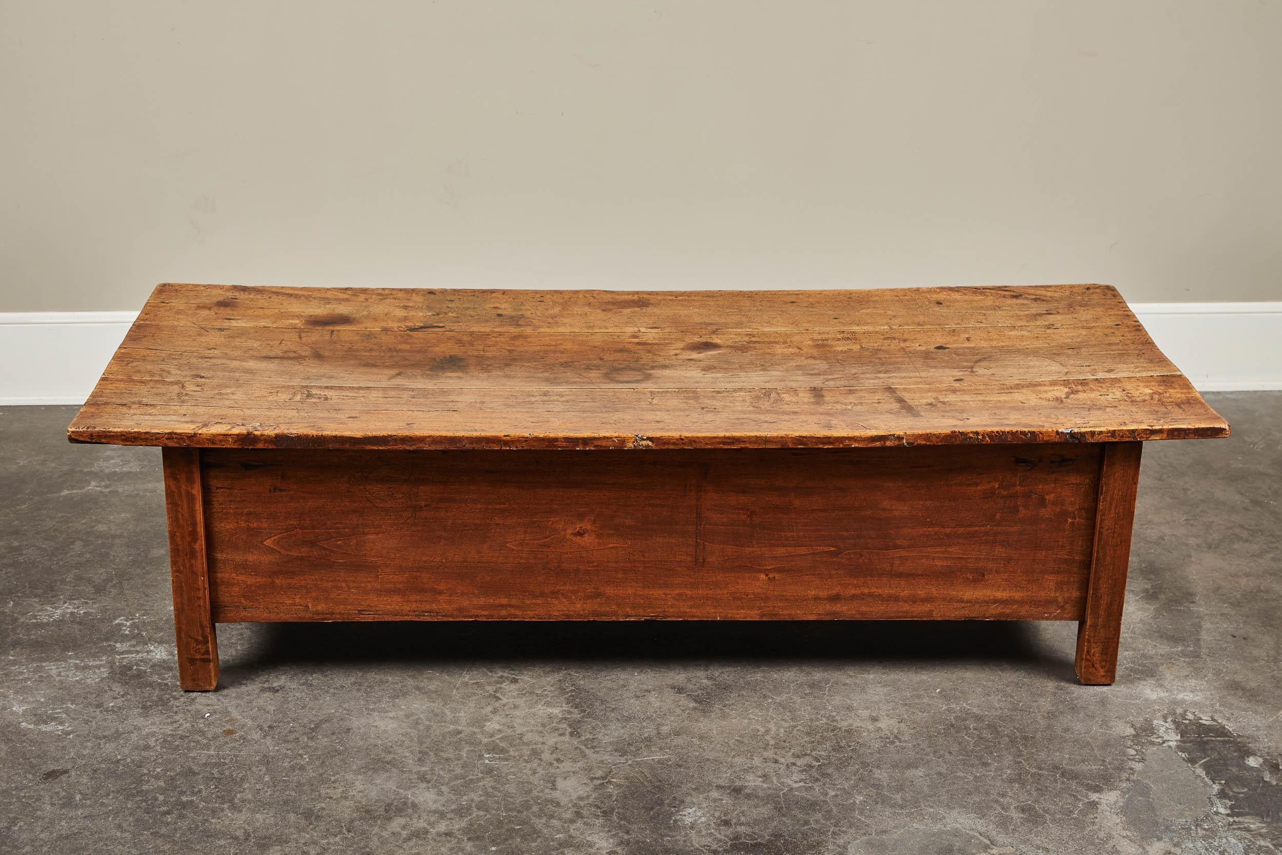 Large 19th Century French Farmhouse Single Drawer Coffee Table 3