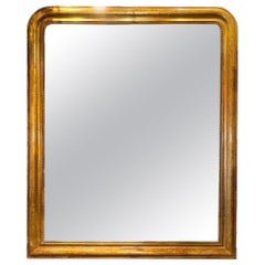 Large 19th c. French Louis Philippe Giltwood Floral Mirror