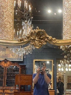 Large 19th c. French Louis XV Giltwood Shaped Mirror