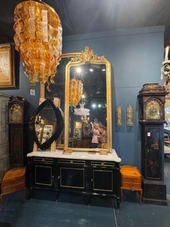 Großes 19. Jh. Französischer Standspiegel im Stil Ludwigs XVI. aus vergoldetem Holz