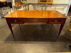 Large 19th c. French Louis XVI Walnut Bureau Plat