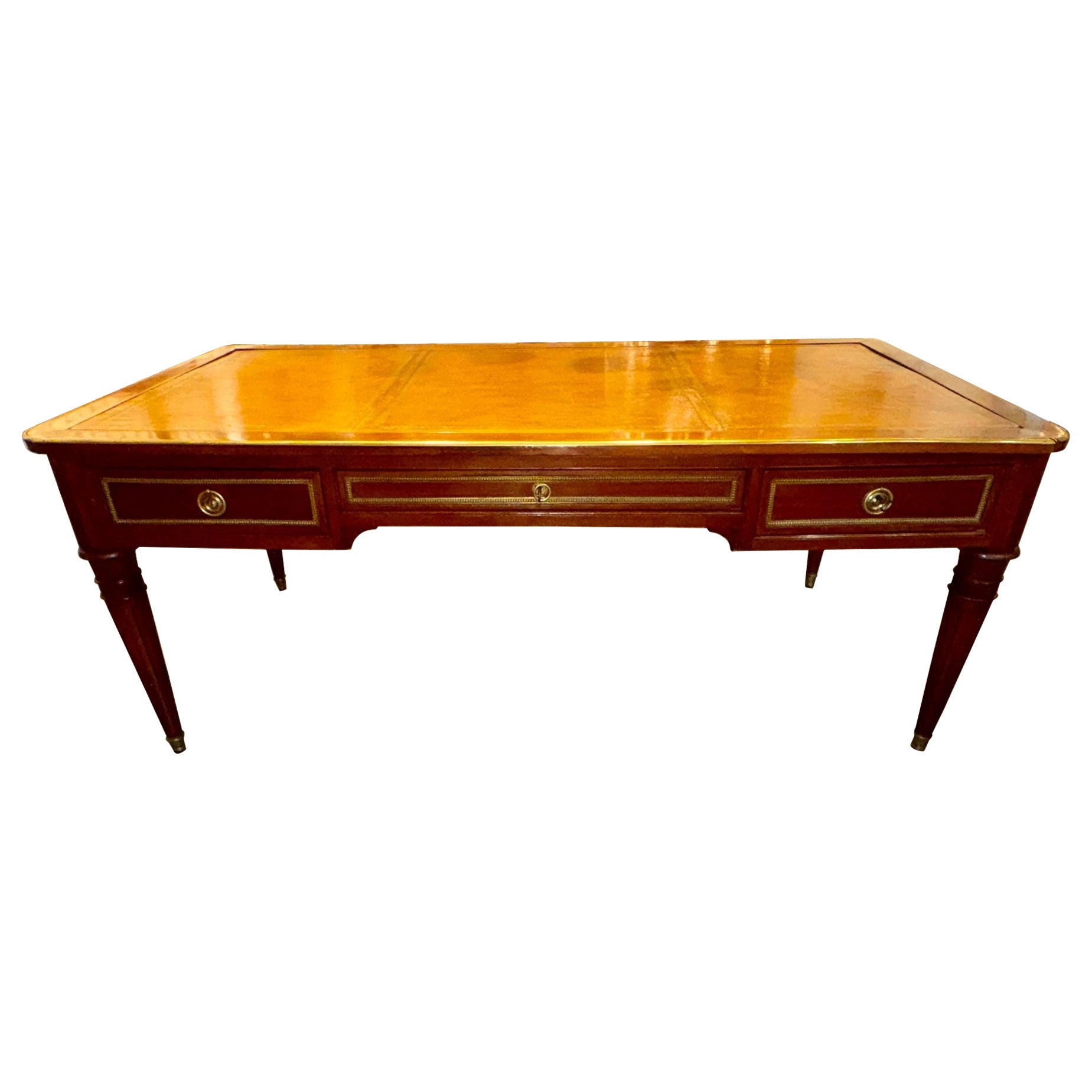 Large 19th c. French Louis XVI Walnut Bureau Plat For Sale