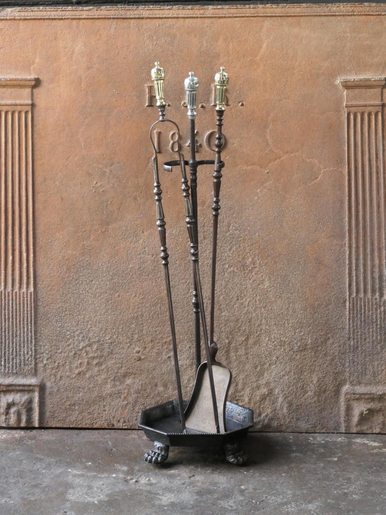 Large 19th C. French Napoleon III Fireplace Toolset For Sale at 1stDibs