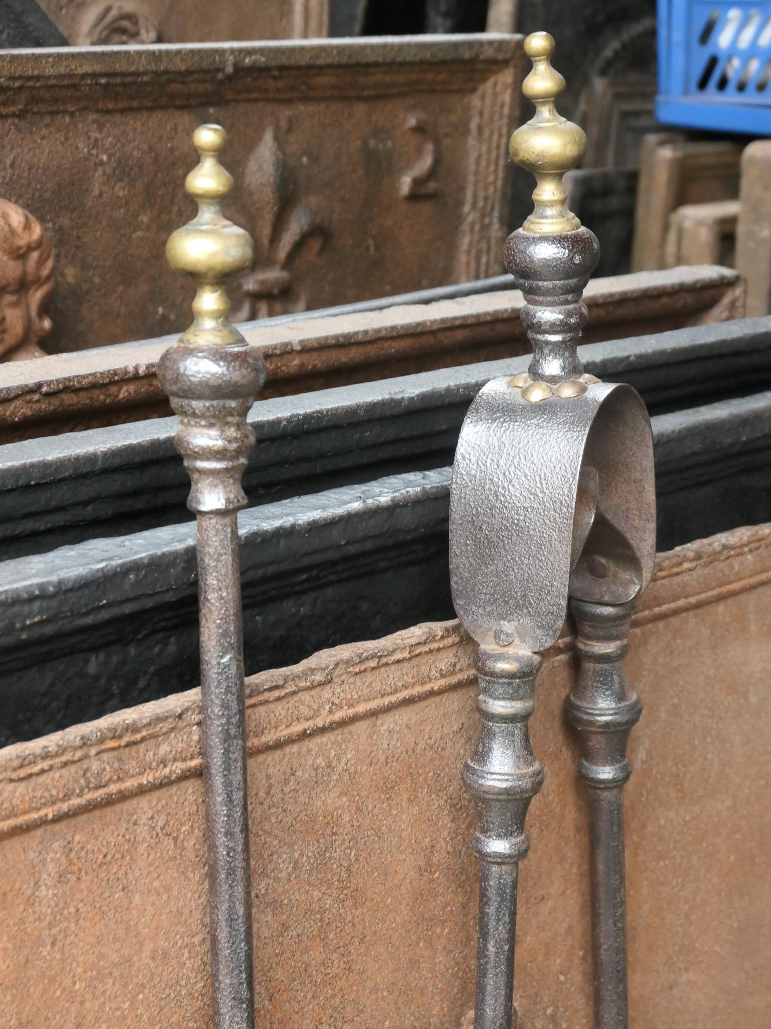 Large 19th C. French Napoleon III Fireplace Toolset For Sale 2