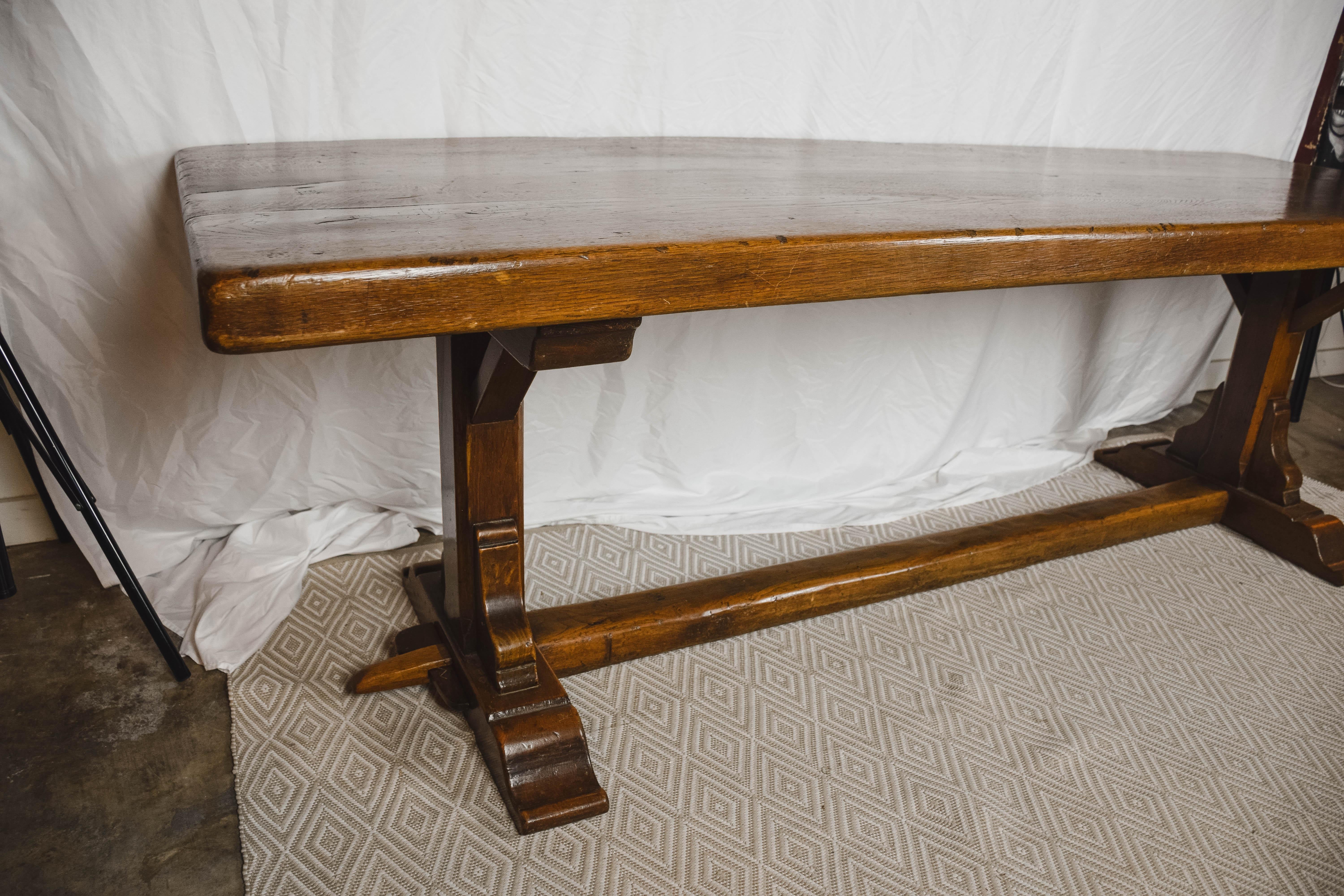 Large 19th Century French Oak Refectory Table In Good Condition In Houston, TX