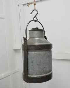 Large 19th Century Galvanised Metal Milk Churn with Iron Strapping