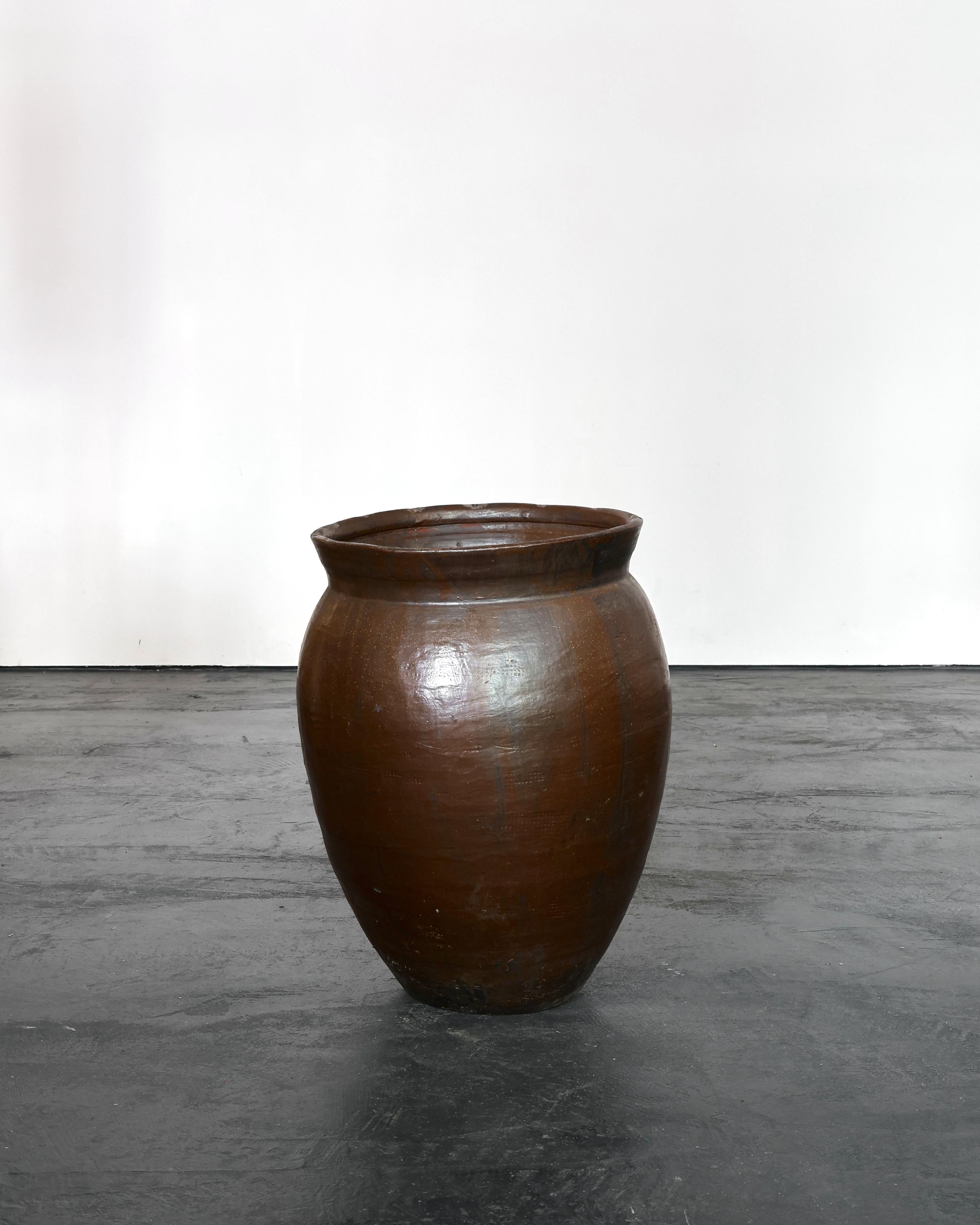 19th Century Large 19th C. Glazed Japanese Terracotta Vessel/Planter For Sale