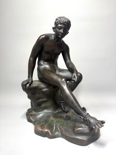 Grande s. XIX Gran figura de bronce de Hermes sentado según la Antigüedad
