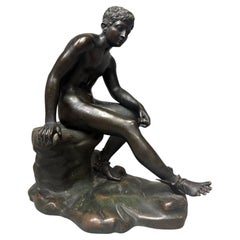 Grande s. XIX Gran figura de bronce de Hermes sentado según la Antigüedad