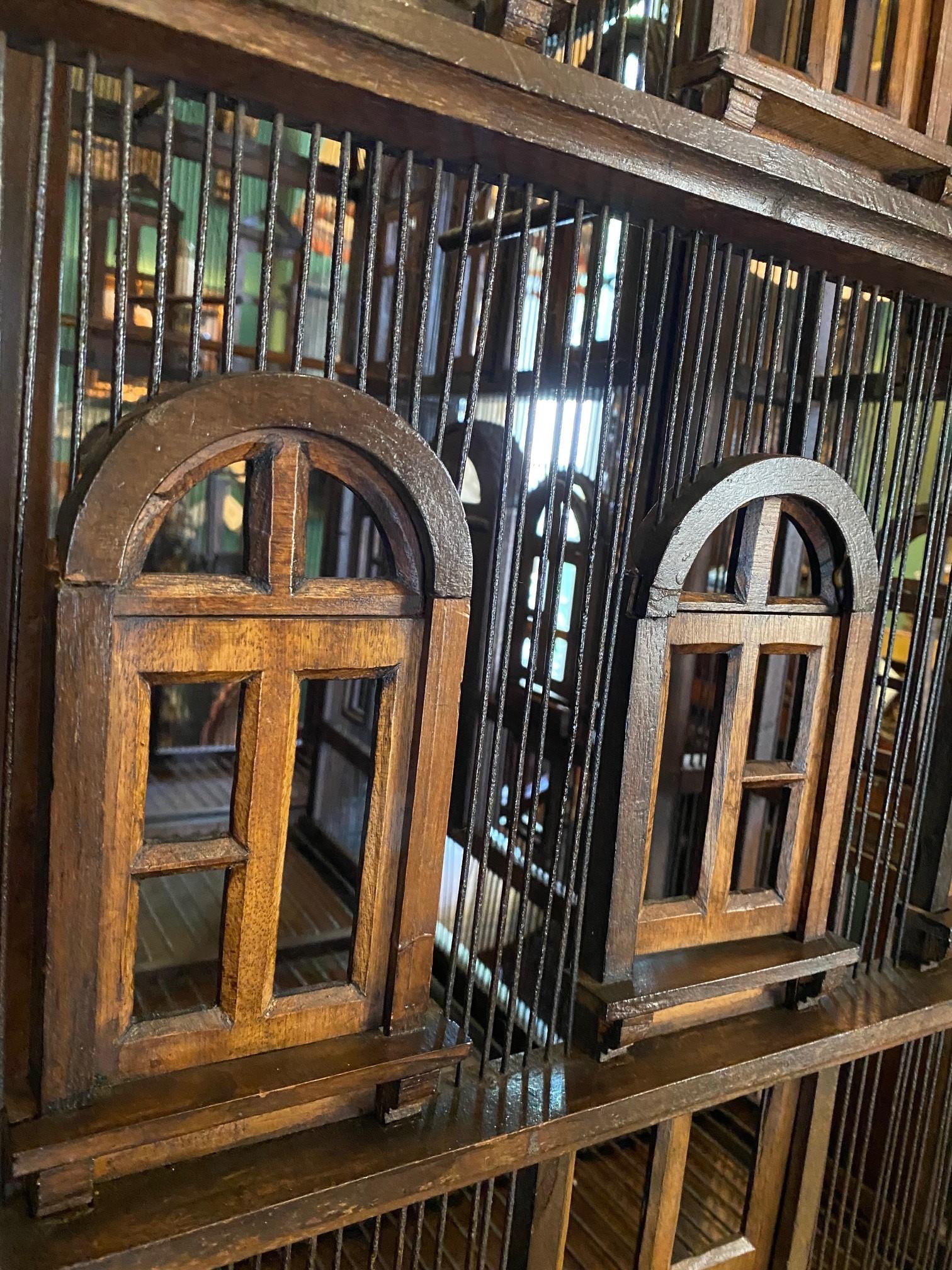 Metal Large 19th C. Hand Crafted Birdcage on Stand Antique Decorative Interior Design For Sale