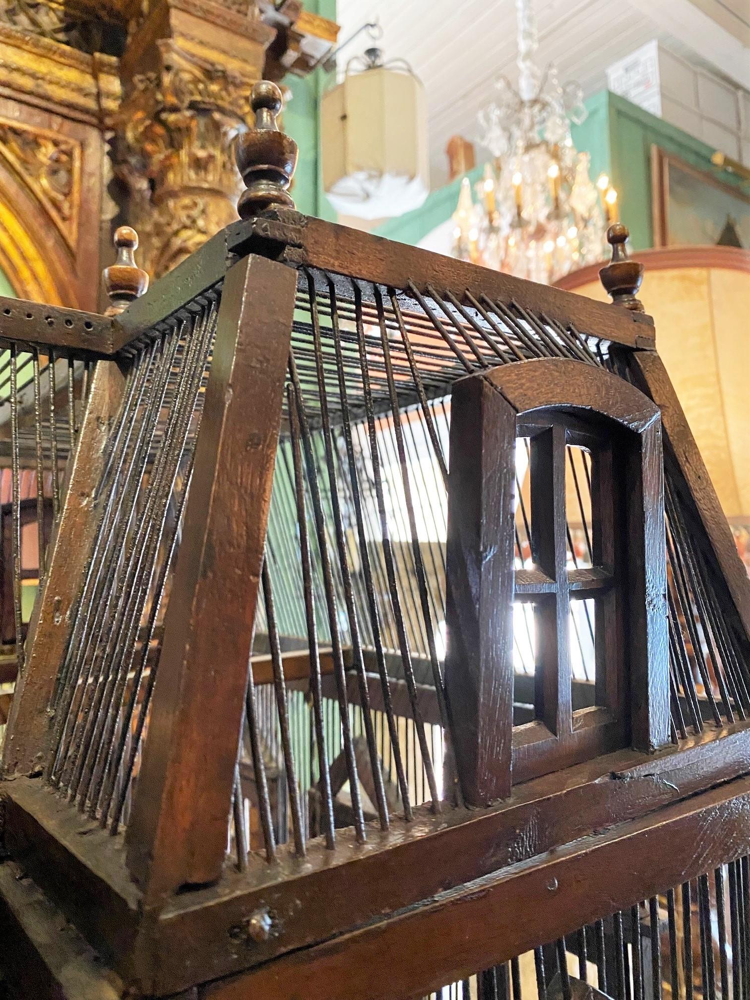 Large 19th C. Hand Crafted Birdcage on Stand Antique Decorative Interior Design For Sale 1