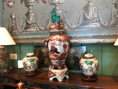 Large 19th C. Imari Temple Jar. center piece Cover vase on a Stand Antiques LA
