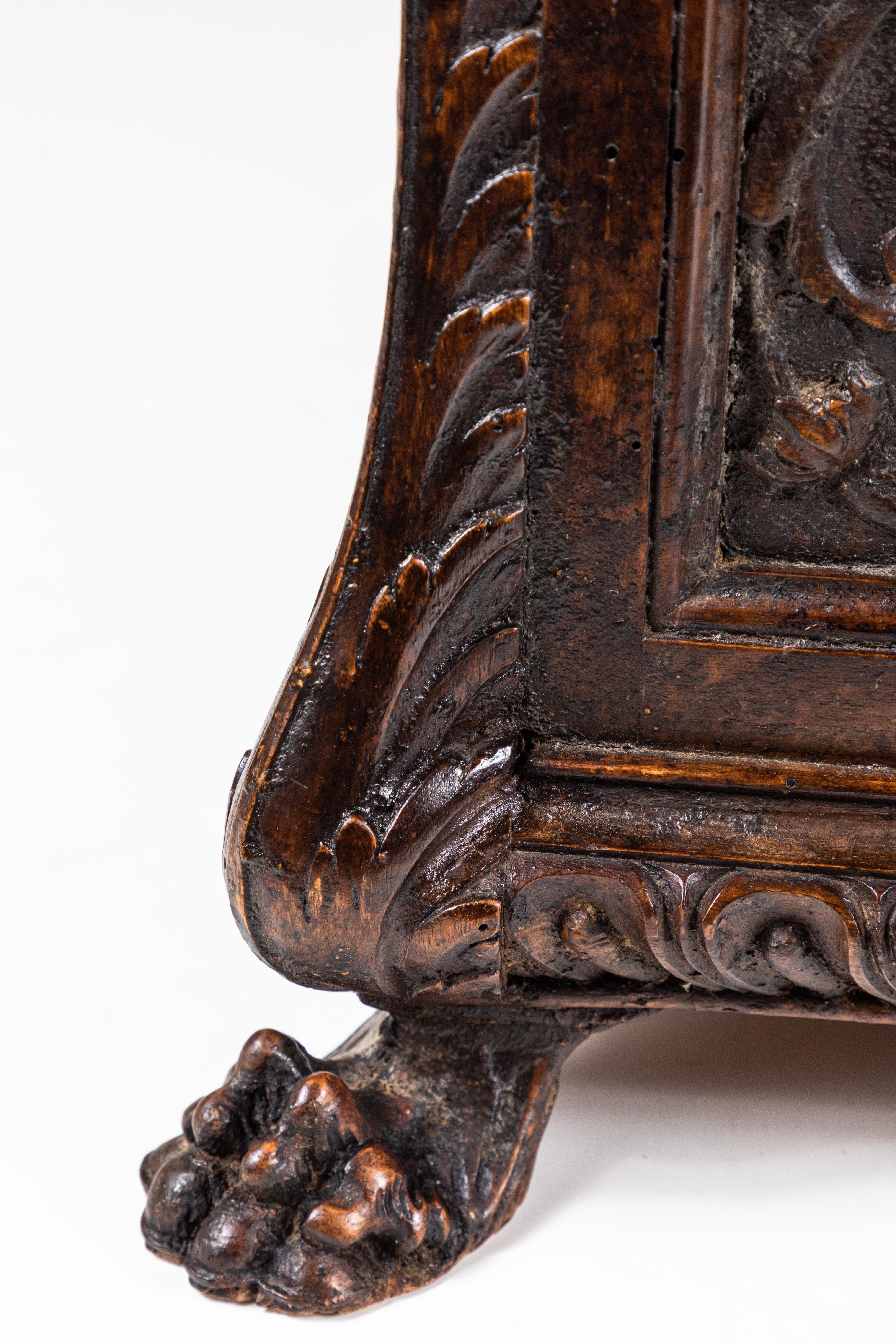 Hand-Carved Large, 19th Century, Italian, Wood Coffer For Sale