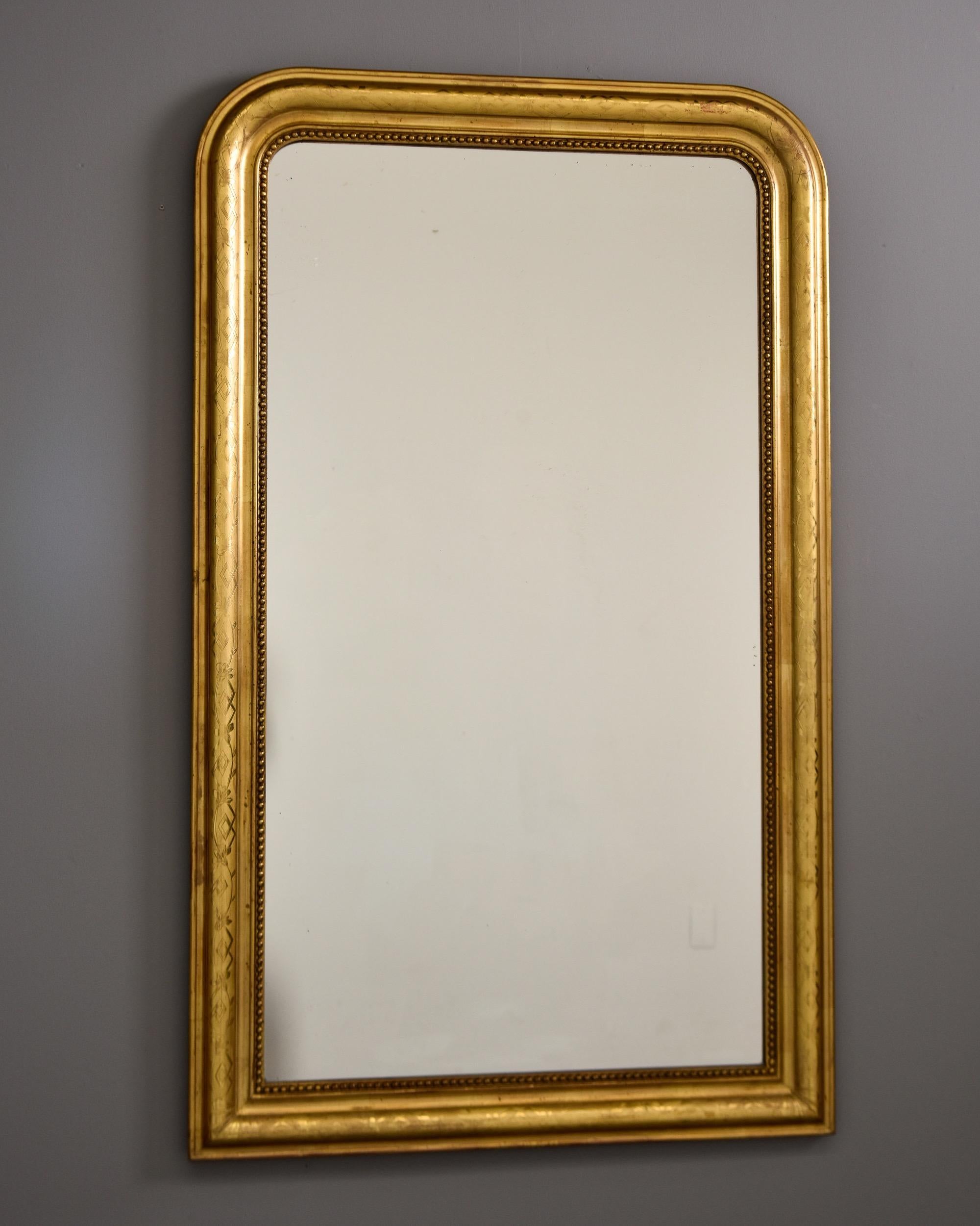 Large 19th C Louis Philippe Giltwood Framed Mirror  In Good Condition For Sale In Troy, MI